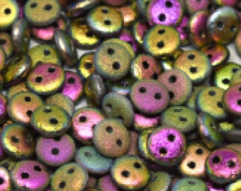 2-hole Lentil 6 mm Etched Crystal Vitrail Full - 50 beads