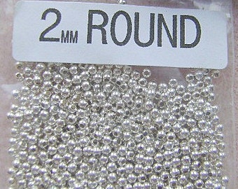 BEADS, 2mm, Sterling, SEAMLESS, Silver, Smooth, 100, 500, 1000 Pieces, Bright, or Antiqued,ROUND