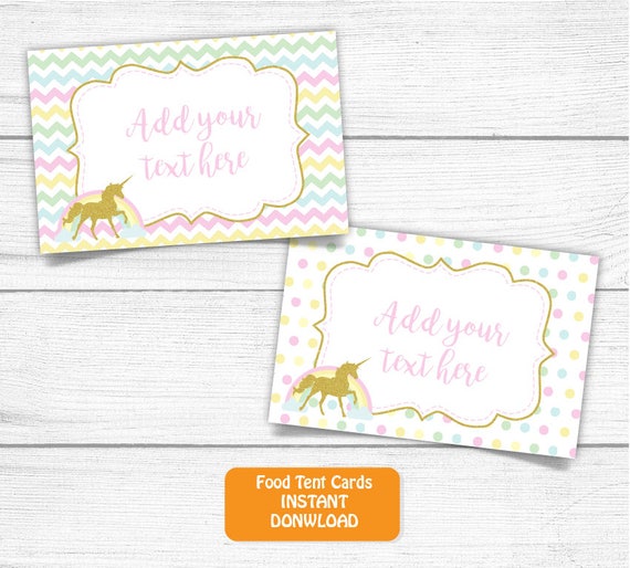 printable unicorn food tent cardsunicorn buffet food labels