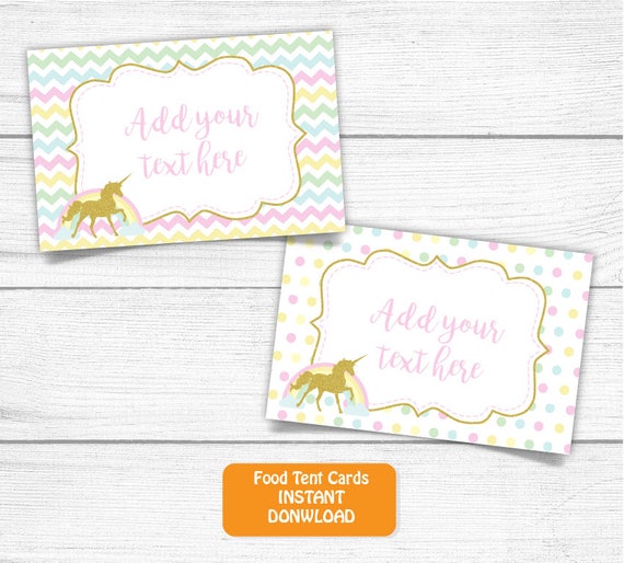 printable unicorn food tent cardsunicorn buffet food labels