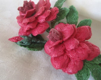 VINTAGE French Paper Flower Bouquet Costume Jewelry Brooch