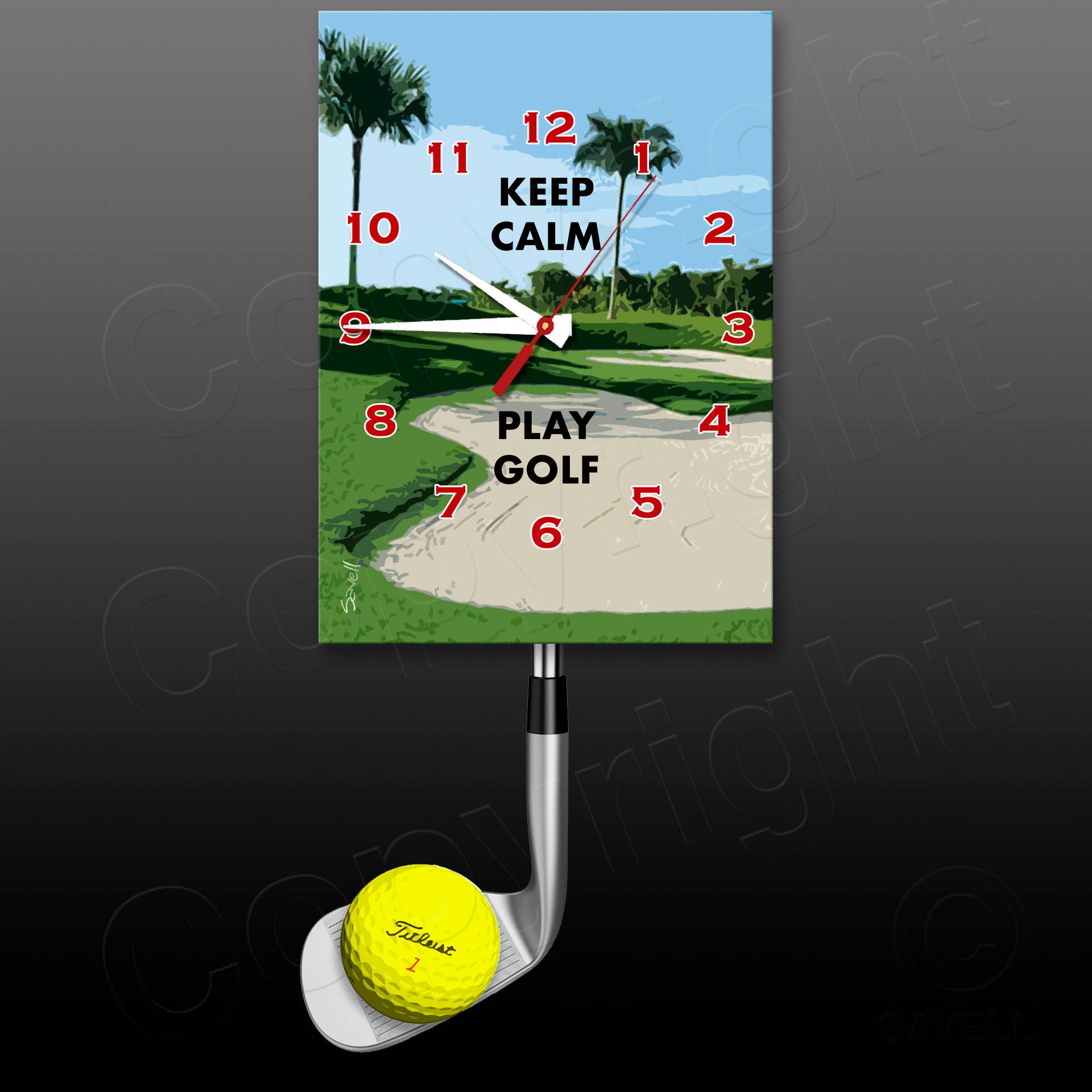 Golf Clock with a Swinging Golf Club Pendulum Golfer Gift