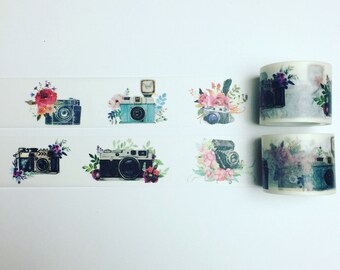 Camera and flower washi tape