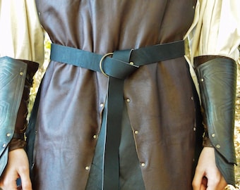 Medieval Leather Ring Belts, 60" Long - Black or Brown Leather - Nickel or Brass Hardware