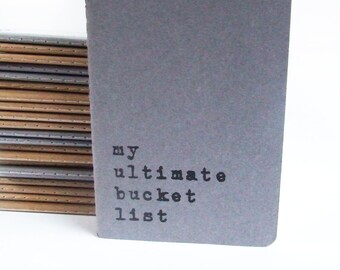 Gift for boyfriend, Gift for girlfriend - Bucket List MOLESKINE® notebook. hand printed journal; unique gift; quirky gift.