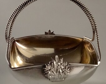 Edwardian Silver Plate Basket Bonbon Candy Dish