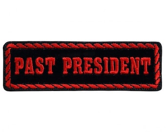 Red Officer Past President, Iron-on / Saw-on Rayon PATCH - 4" X 1"