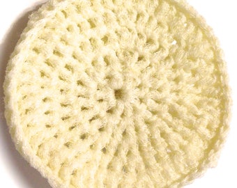 Ivory Crocheted Nylon Netting Dish Scrubbie-Large