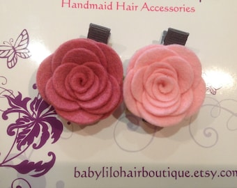 Baby Hair Clip, Baby Barrette, Flower Hair Clip, Girl Hair Clip, Toddler Hair Clip, Wool Felt Hair Clip, Flower Hair Clip -BL171