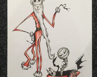 Jack Skellington fan-art drawing A4 , tim burton inspired