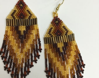 Beaded Earrings, Fall Colors