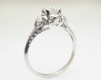 Platinum Old European Cut Diamond Art Deco Engagement Ring platinum diamond ring platinum Art Deco diamond engagement platinum engagement