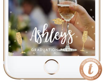 INSTANT DOWNLOAD Snapchat Geofilter Graduation Geofilters Graduation Gift Ideas Congrats Graduate Gold Grad Snapchat Filter Templett