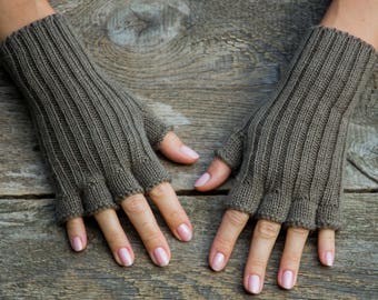 Light brown gloves women gloves half finger gloves short finger gloves alpaca wool gloves alpaca knit gloves winter alpaca gloves warm glove