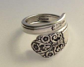 Spoon Ring Precious 1941 Wrap Style Size 5 to 12.5 Choose Your Size Vintage Silverplate Silverware Jewelry