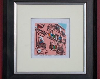 Washing Day Napoli limited edition linoprint