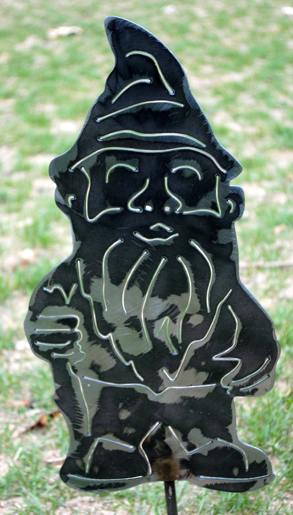 metal gnome sculpture