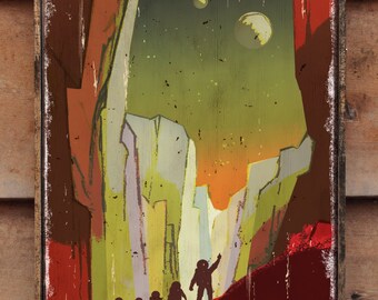 Vintage wooden sign 'Teach on Mars' reproduction sign