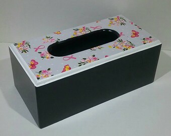 Cancer Awareness Tissue Box Holder - Tissue Box - Pink Ribbon - Cancer Awareness Bathroom - Bathroom Tissue Box - Bedroom Tissue Holder