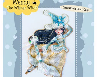 Brooke's Books Wendy The Winter Witchie-poo Ornament INSTANT DOWNLOAD Cross Stitch Chart