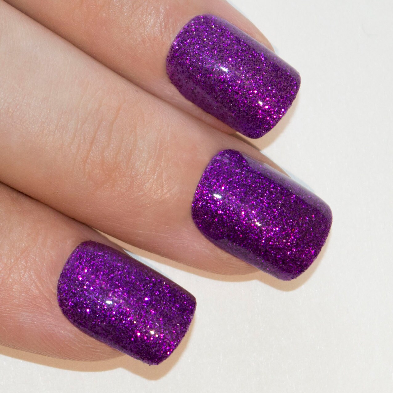Bling Art False Nails French Manicure Purple Gel Glitter