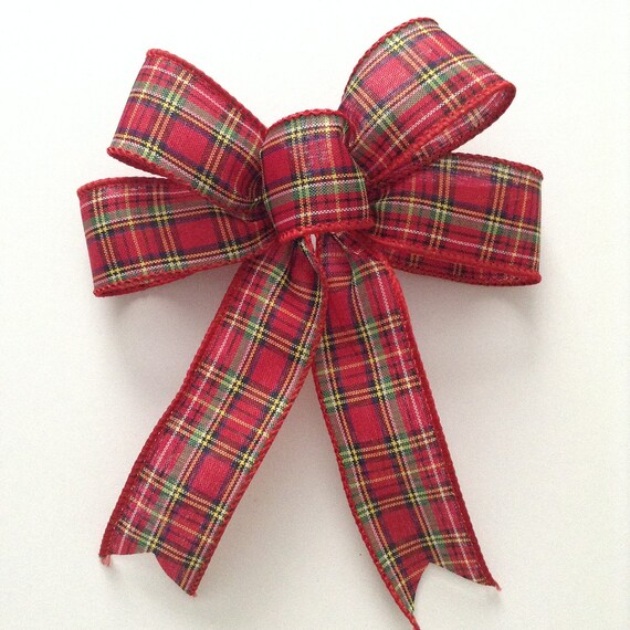 Christmas Plaid Bows / Set of 8 / Red Plaid Christmas Tree