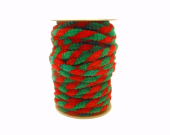 Spool of Red & Green Chenille Wired Garland - 6.5 Yards