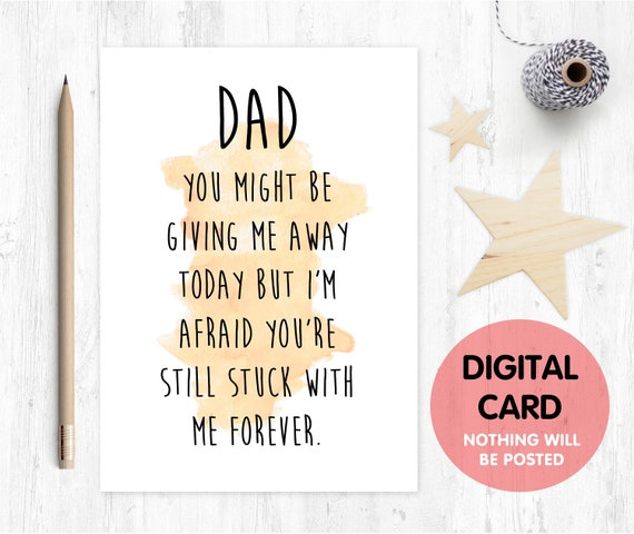 father of the bride card, funny father of the bride card, dad giving me away card, card for father of the bride, wedding card for dad