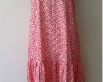 Cotton dress, S, M, drop waist dress, maternity dress, vintage dress, red dress, floral dress, summer dress, fall dress, cotton dress