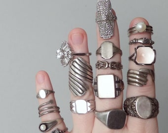 Art Deco Sterling Ring. Tall Geometric Armor Ring. Marcasite.