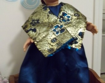 18" doll Dark Green and Gold Gown 348E