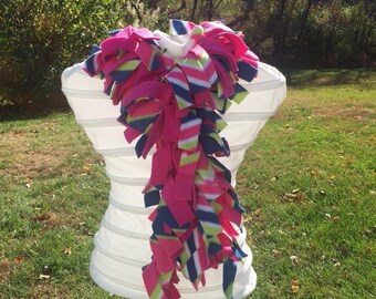 Pink Navy Blue Green Chevron Fleece Boa Scarf