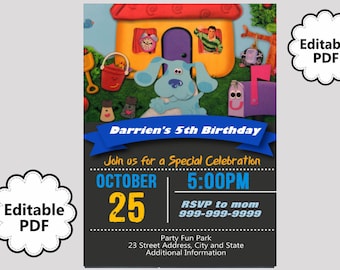 EDITABLE TEXT Blues Clues Birthday Invitation - Blues Clues Birthday Invites - Blues Clues Birthday Invite -Instant Download