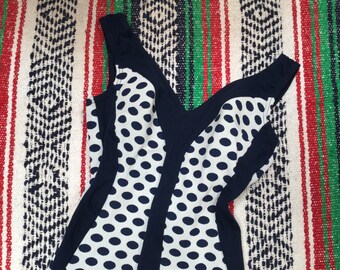 Navy and White Spot Swimsuit