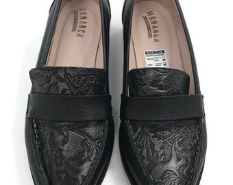 NEW Rosa Loafers Leather Shoes- Loafers shoes -Women Shoes -Flat Shoes -Loafers for women Black Leather -Slip On Shoes-Handmade