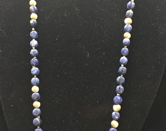 Lapis Lazuli and Gold Bead Necklace