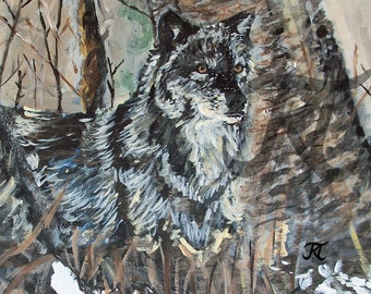 Wolf in the Woods (limited edition digital download of original painting by Bekalyn Craig)