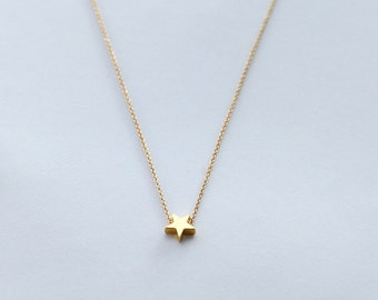 gold star necklace, mini 14k gold plated star necklace, tiny gold star necklace,black friday