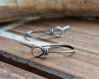 Antiqued Ear Wires, Sterling Silver Wild West Front Loops, Handmade Earring Findings