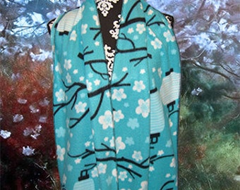 Spring Cherry Blossoms Fleece Scarf, Shoulder Wrap, Muffler, Wide Bufanda