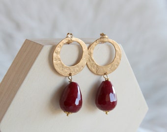 Agate bordeaux earrings