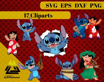 Lilo and Stitch Clipart –17 (Svg, Eps, Png, Dxf Files) 300 PPI, Vectorial Images, Lilo and Stitch svg, Lilo and Stitch Printable