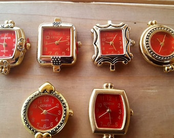 Red Beading Watch Faces with NO rings, Watch Jewelry, Watch Making, Geneva Watches