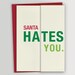 Boxed Set Santa Hates You Fold-out Cards 5 cards Funny