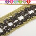 2yds 2”W Forrest Green Cotton Crochet Trim with Metal Bronze Ring|Wide Crochet Lace Trim|Colorful Multi Color Crochet Pattern Trim V1001