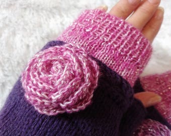 Unusual Fingerless Mittens Knitted Gloves