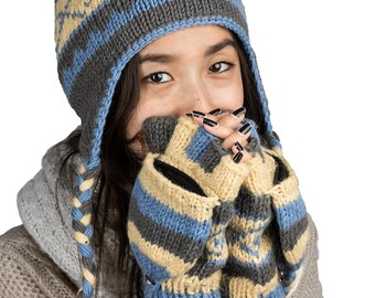 Wool Mittens, Convertible Mittens, Fingerless Mittens, Wool Gloves, Hand knit Mittens, Hand knit Gloves