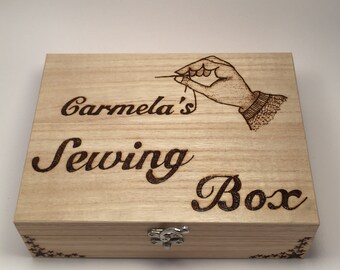 Personalised Wooden Sewing Box with Sewing Kit Mothers Day Gift