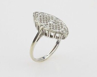14k White Gold Antique Diamond Filigree Ring Size 5.75