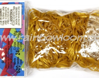 Gold Jelly Bands ** Rainbow Loom Bands Refill. 600 bands & c-clips. Guaranteed authentic. Latex-free.